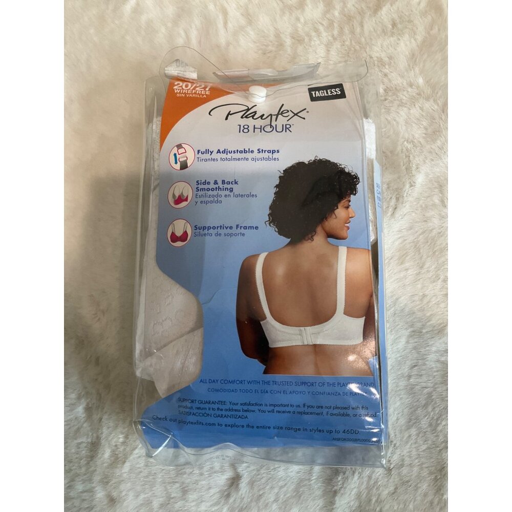 Playtex 18 Hour Sensational Support Wireless Bra 20/27 WHITE 46D - Picture 6 of 7
